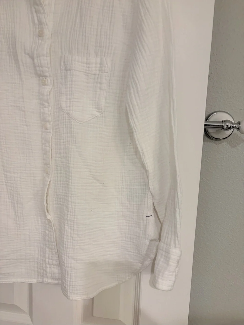 J.Crew Classic Fit White Gauze Button Down Shirt 2